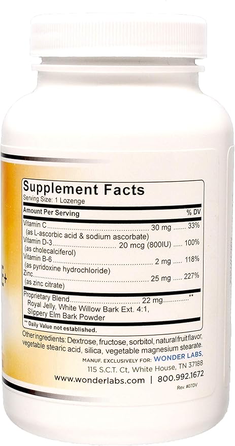 Zinc Lozenges with Vitamin C - Fruit Flavored, Healthy Immune Support Lozenges with 25mg of Zinc Supplement Per Lozenge + 30mg of Vitamin C - 100 Lozenges
