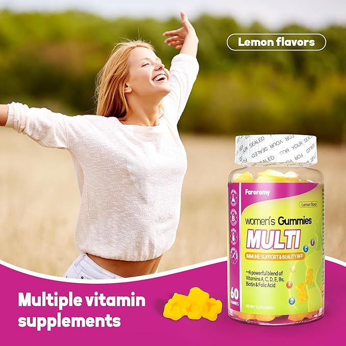 Multivitamin for Women Gummies Lemon Flavored Vitamins Daily Multivitamin with Vitamins A, C, D, E, B6 and B12, 30 Day Supply, 60 Count