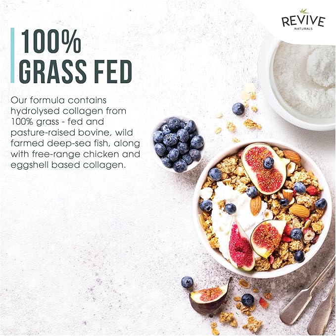 Revive Naturals Vanilla Multi Collagen Protein Powder - 400g - Unsweetened - 5 Types of Collagen Peptides - Hydrolyzed Grass Fed Bovine, Wild Caught Marine & Free-Range Chicken - Keto Approved