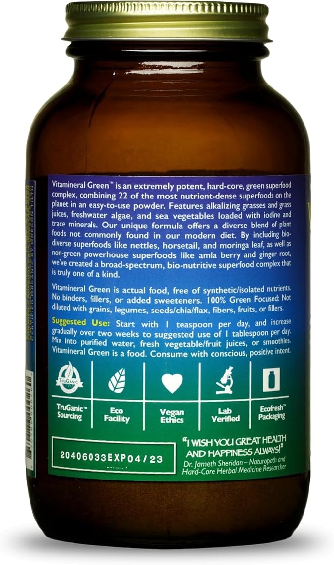 HealthForce SuperFoods Vitamineral Green - Mineral Supplement for Immune & Thyroid Support - Green Powder Supplement with Ingredients from The Land - Gluten-Free & Vegan - 150 Grams