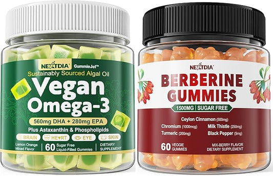 Vegan Omega 3 Gummies Sugar Free + Berberine Supplement