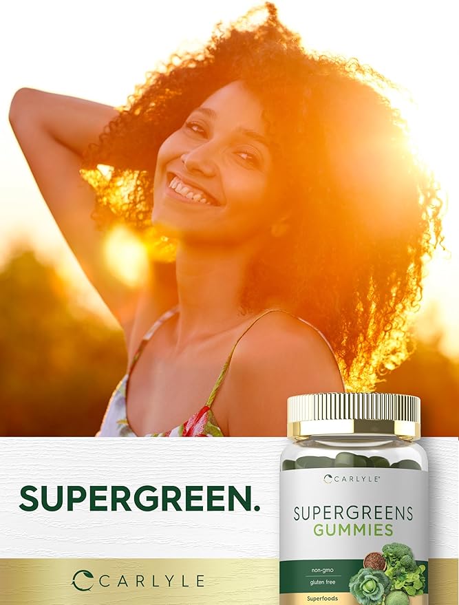 Carlyle Supergreens Gummies | 50 Count | Apple Flavor | Vegan, Non-GMO and Gluten Free Supplement