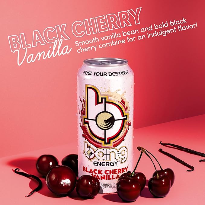 Bang Energy Black Cherry Vanilla, Sugar-Free Energy Drink, 16-Ounce (Pack of 12)