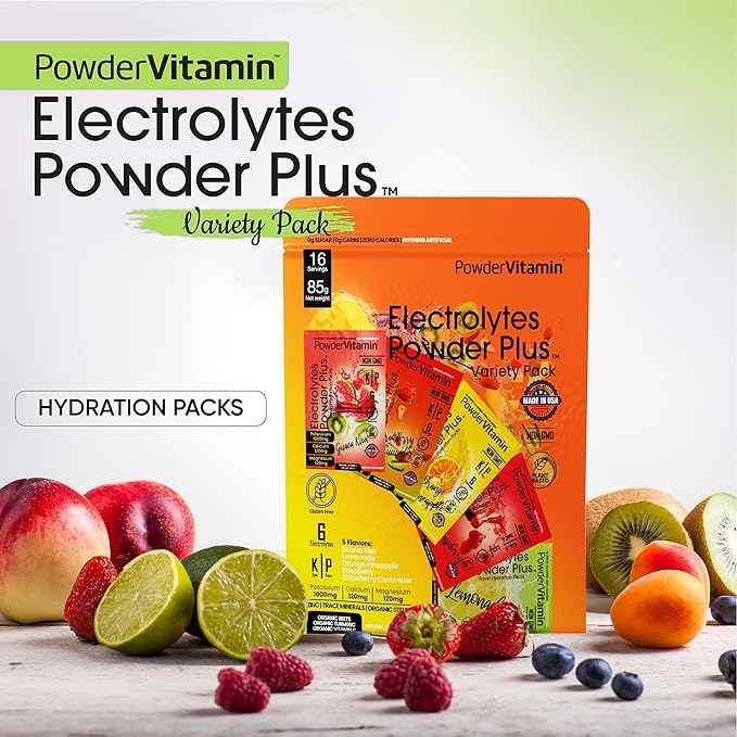 Electrolytes Powder Plus, Keto, Variety Pack A, Sugar Free, Pink Himalayan Salt, 1000mg Potassium, 120mg Calcium, 120mg Magnesium, Non-GMO, Zero Calories, (16 Hydration Packets)