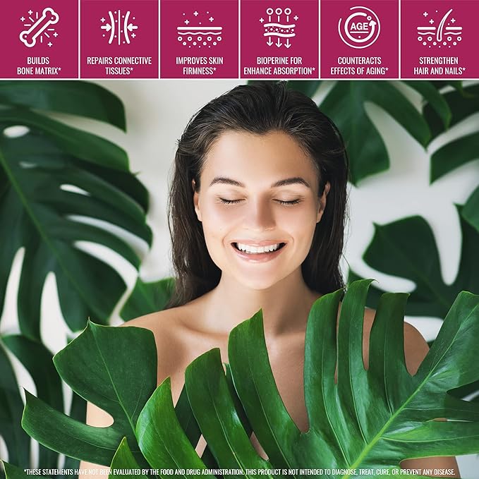 Max Collagen Plus C (30 Day Supply) - All Natural Collagen Powder with Biotin & Bioperine to Boost Anti Aging Hydration & Skin Firmness - 500mg Vitamin C - Strengthen Bones & Nails