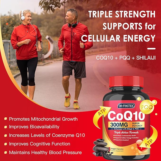 CoQ10 300mg with PQQ & Shilajit - Powerful Antioxidant for Heart & Brain Health and Energy Production - High Absorption with Bioperine Coenzyme Q10 Supplements - 120 Capsules