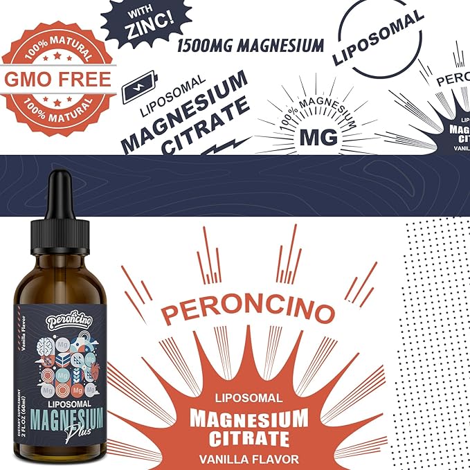 Liposomal Magnesium Citrate Drops for Gut and Bone Health, Mood and Stress Management, Powerful Formula with Vitamin B6 and Zinc Gluconate 60ml (2.04 Fl Oz (Pack of 4))