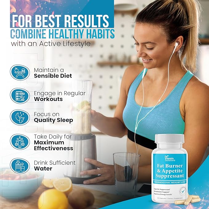 Fat Burner for Women & Men - Appetite Suppressant for Weight Loss - Pills with Chromium, Caffeine & Green Tea Extract - Metabolism Booster Thermogenic Weight Loss - 35 Capsules