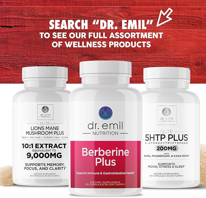 Dr. Emil Berberine 500mg Capsules - Berberine Supplement with Cinnamon, MTC Oil & Milk Thistle - Berberine HCL Made in The USA, 30-Day Supply