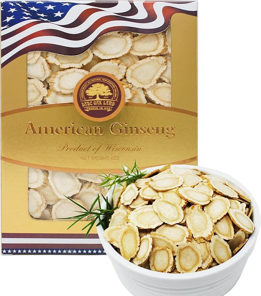 American Ginseng Slices from Wisconsin (Sliced Ginseng Root)Wisconsin Grown!Most People Use It to Make Ginseng Tea! Good for Health! (American Ginseng Slices (Large Round), 1 Box of 4 Ounces)