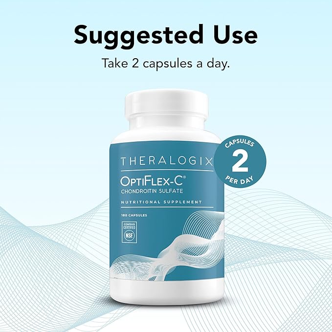 Theralogix OptiFlex-C Chondroitin Sulfate - 90-Day Supply - Chondroitin Capsules - Support Healthy Joint Function and Mobility - Joint Support Supplement for Women & Men - NSF Certified - 180 Capsules