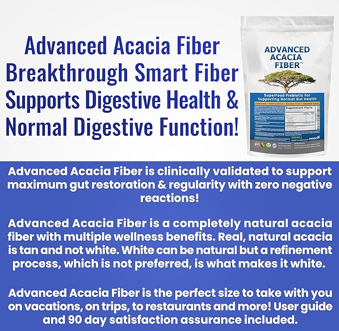 Advanced Acacia Fiber Powder 16oz Organic Soluble Fiber Leaky Gut Repair Powder. Natural Supplement for Gut Health, Regularity, Digestive Rejuvenation