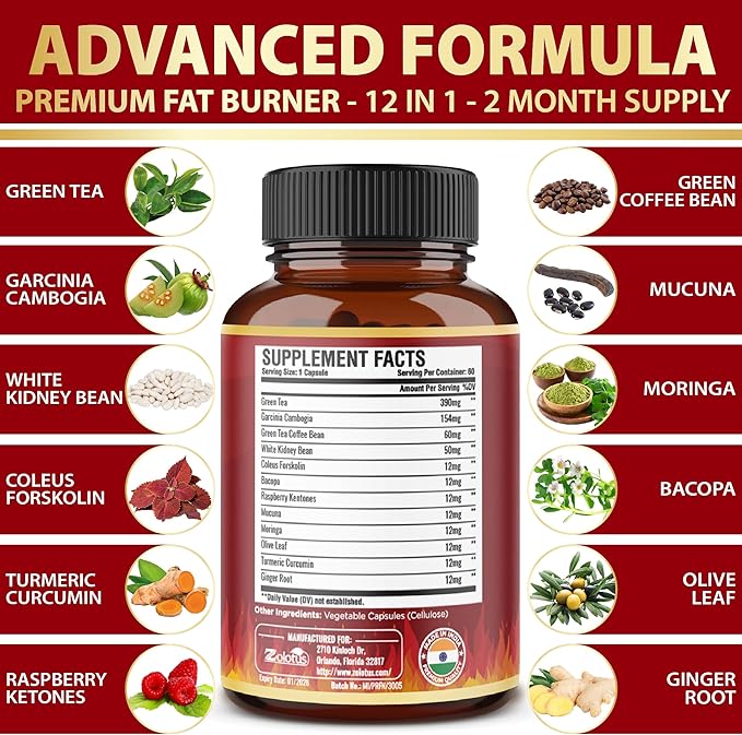 Premium Weight Loss Pills for Women, 2 Months Supply, The Best Belly Fat Burners for Women and Men, Metabolism Booster, Energy Pills, Highest Potency with Green Tea Extract 98%