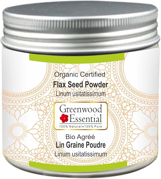 Pure Flax Seed Powder (Linum usitatissimum) Organic Certified 100% Natural Therapeutic Grade 200gm (7.05 oz)