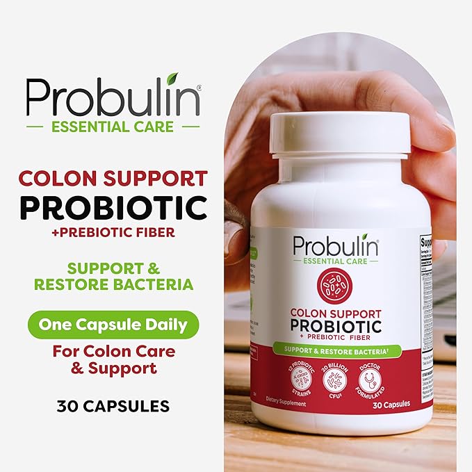Probulin Colon Support Probiotic Supplement, Daily Gut, Digestive, and Immune Health Probiotics Capsules for Men and Women, 20 Billion CFU, Vegan, 30 Count Bottle