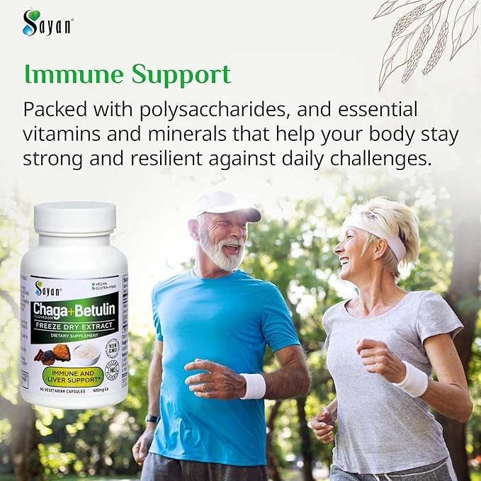 Sayan Siberian Chaga Mushroom Extract with Betulin – 90 Capsules/440mg ea – Wild-Harvested Antioxidant Blend – Immune System Support & Regulate Body Functions – Vegan, Non-GMO, No Fillers or Additives