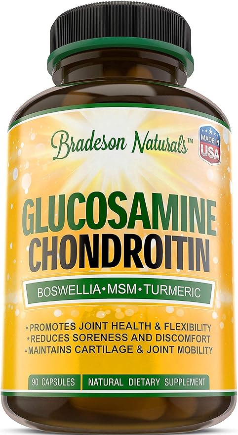 Joint Supplement with Glucosamine Chondroitin Turmeric MSM Boswellia Bromelain & Quercetin.Promotes Joint Health. 90 Capsules. Made in USA