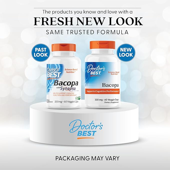 Doctors Best Bacopa with Synapsa, Supports Cognitive Performance, Non-GMO, Gluten Free, Soy Free, Vegan 60 Veggie Caps