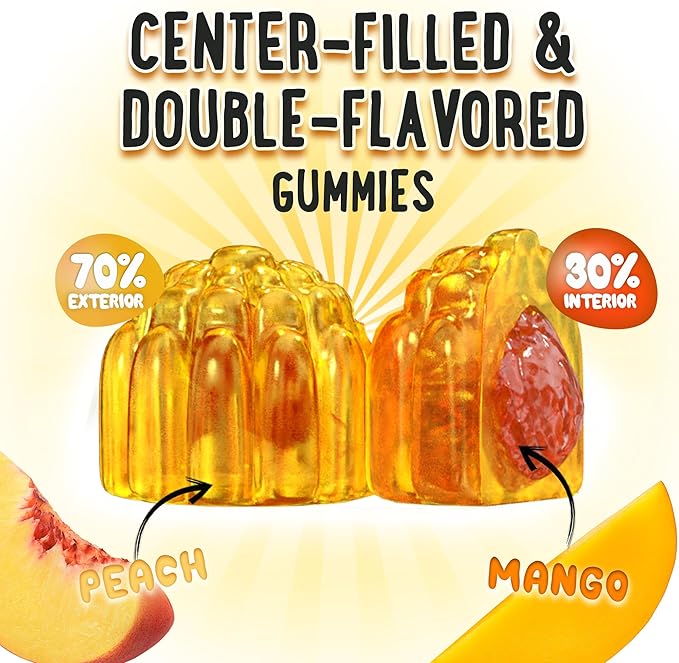 Center-Filled Vitamin D3 K2 Gummies - Kids, Teens & Adults - Supplement for Healthy Teeth, Bone, Energy & Immunity - 5000 IU D3, 120 mcg K2(MK-7), 120 mg Calcium - Vegan & Non-GMO - 60 Count