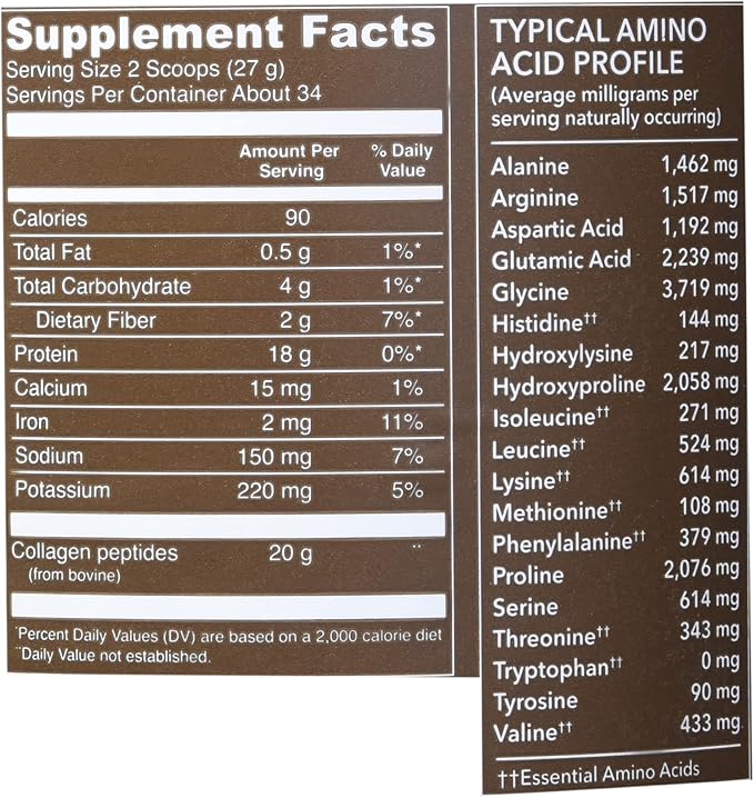 Vital Protein Collagen Peptides, Pasture Raised, Grass Fed, Paleo Friendly, Gluten / Zero Sugar Dairy Free, Chocolate, 32.56 Oz