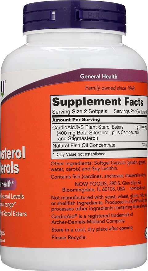 NOW FOODS SPO Beta-Sitosterol Plant Sterols with Fish Oil, 180 Count