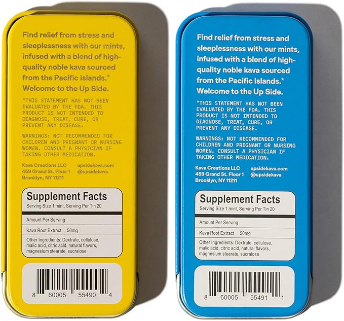Up Side Kava Chill Pills, Kava Kava Candy Variety Flavor, Natural Supplement for Calm & Stress Support, 2 Pack 20 Mints