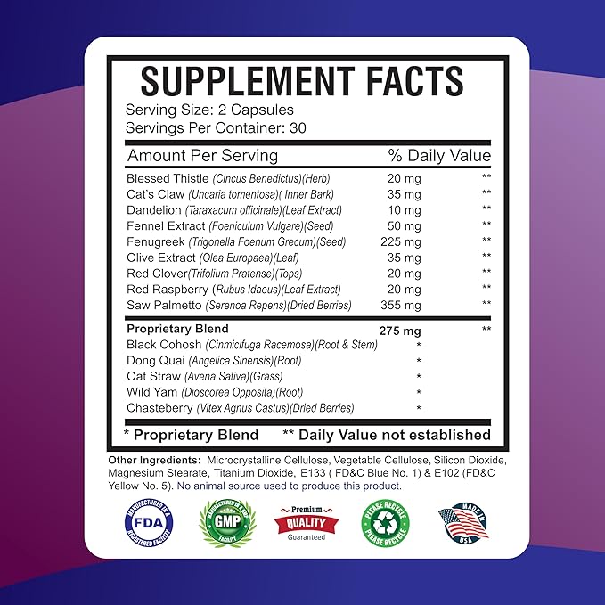 America Medic & Science MetrioMed 60 Capsules | Fertility Supplement for Women | Organic Pills with Black Cohosh, Chasteberry and Red Clover Herbs