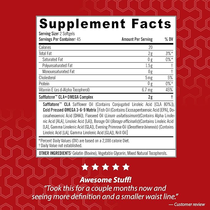 iSatori Ultra CLA - Omega 3 6 9 Safflower Oil Fish Oil Conjugated Linoleic Acid - Natural Weight Loss Exercise Enhancement Fat Burner Muscle Toner - Stimulant Free Dietary Supplement - 90 Softgels