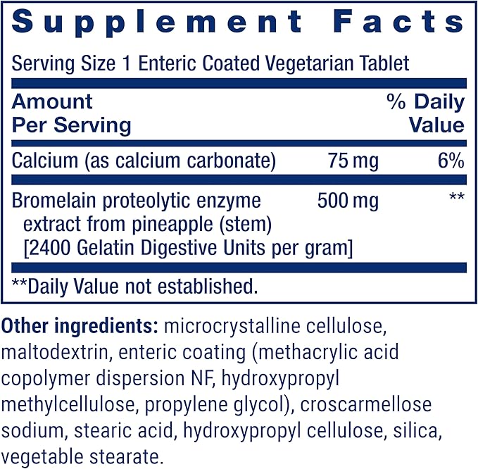 Life Extension Specially-Coated Bromelain, Pineapple Extract, Joint Health, Joint Comfort, Vegetarian, Gluten-Free, Non-GMO, 500 mg, 60 enteric-Coated Tablets