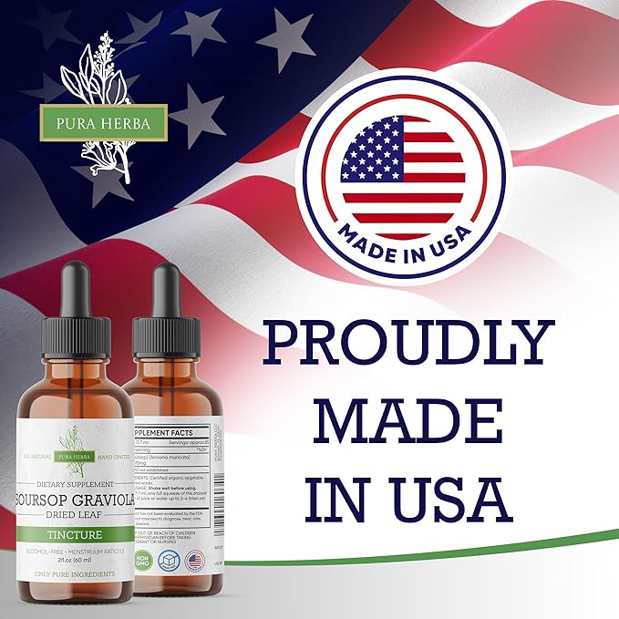 Organic Soursop Extract – Graviola Drops – Soursop Bitters Liquid – Soursop Tincture – Herbal Soursop Liquid Supplement – 2 fl oz