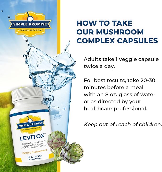 Simple Promise Levitox - Liver Detox Supplement with Milk Thistle, Dandelion Root and Artichoke Extract - Supports Liver Health, Metabolism and Digestion - 60 Capsules