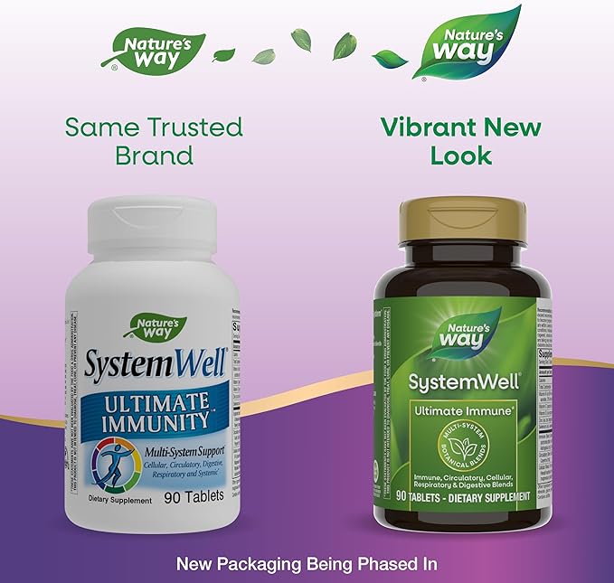 Nature's Way Systemwell Ultimate Immune*, with Vitamins C, A, D, Zinc, Selenium, Multi-System Botanical Blends Including Immune, Respiratory, Digestive, & Circulatory, 90 Tablets (Packaging May Vary)