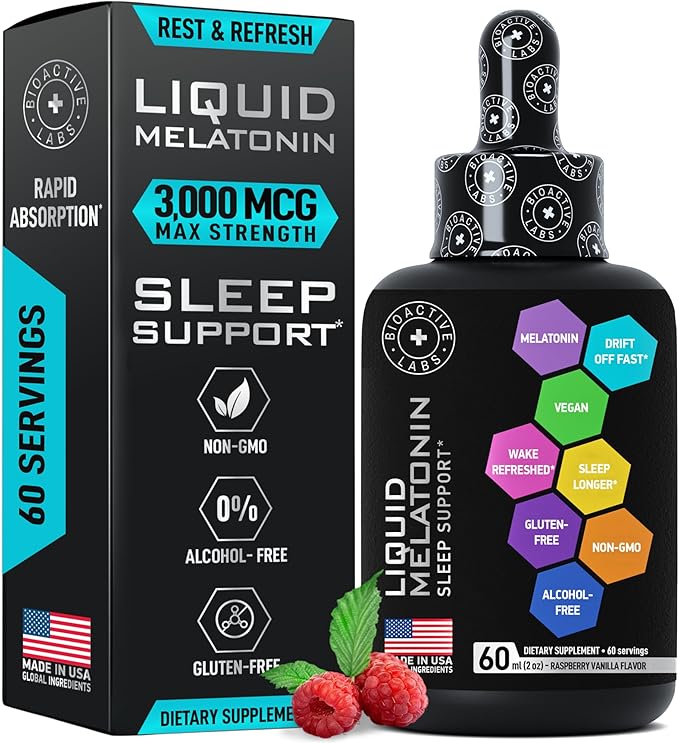 Liquid Melatonin 3mg and Age Defense Beauty Collagen Matrix with Biotin, Keratin Beauty and Wellness Bundle