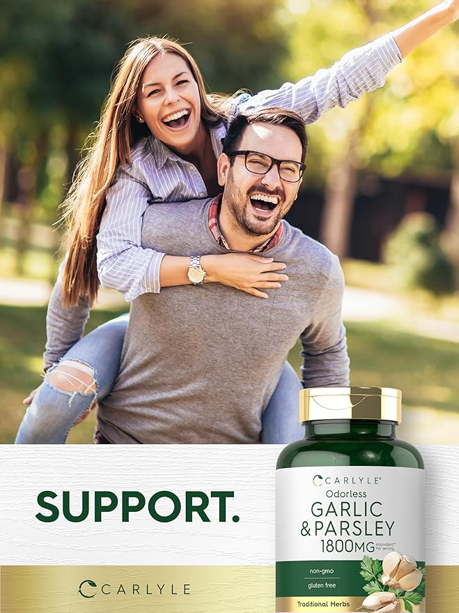 Carlyle Odorless Garlic & Parsley 1800mg | 200 Softgels | Non-GMO, Gluten Free Supplement