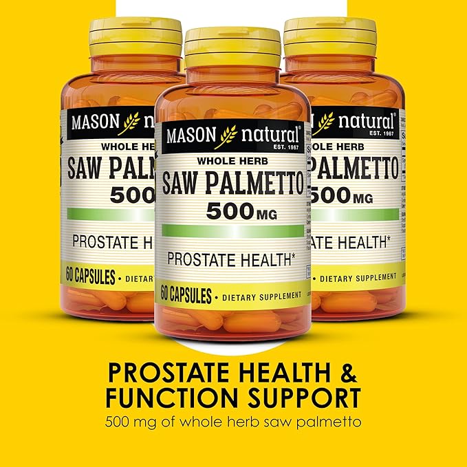 MASON NATURAL Saw Palmetto 500 mg, Supports Prostate Health & Urinary Function, 60 Capsules, Pack of 3