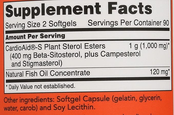 NOW FOODS SPO Beta-Sitosterol Plant Sterols with Fish Oil, 180 Count