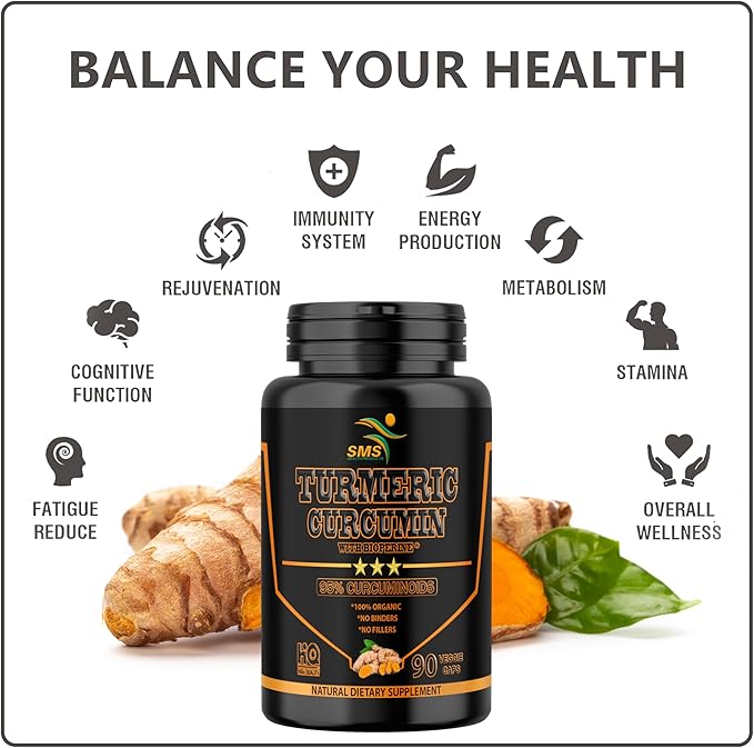 Turmeric Curcumin with Black Pepper 1,500mg | 90 Veggie Capsules | Dietary Supplement with 95% Standardized Curcuminoids & Bioperine for Potency & Absorption | Non-GMO, Gluten Free