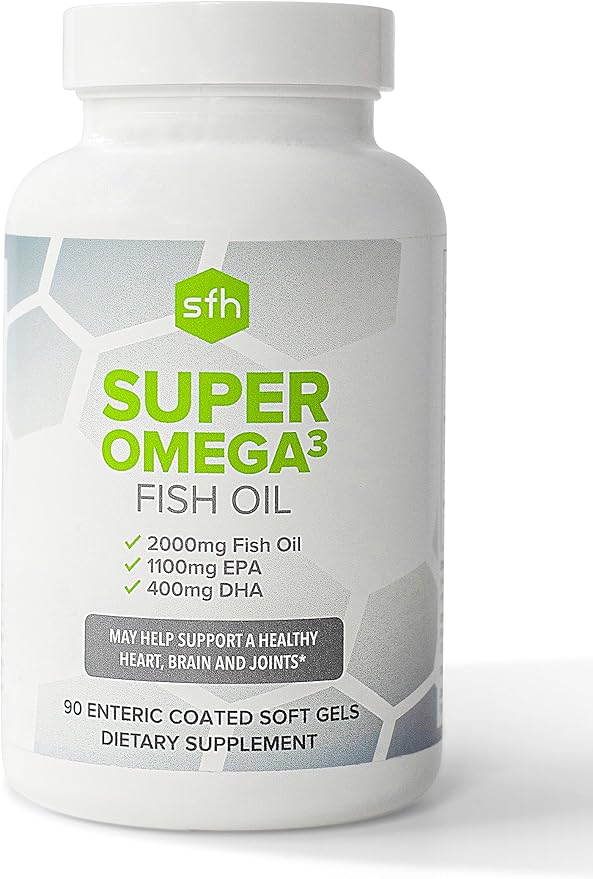 SFH Super Omega 3 Fish Oil Capsules Highly Concentrated 2000mg Omega 3 | Sustainably Sourced Alaskan Pollock Fish Oil for Heart Joint Brain Health (Capsule, 90ct)