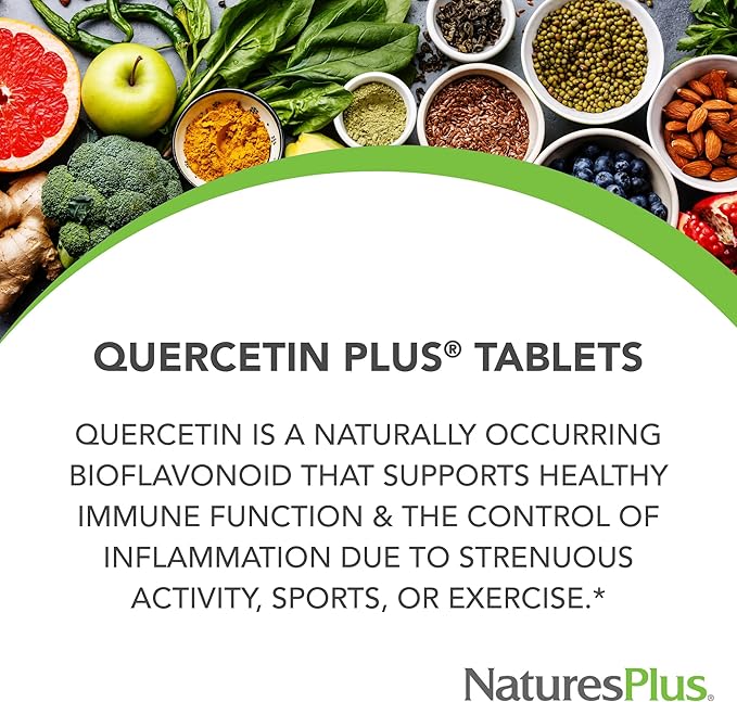 NaturesPlus Quercetin Plus with Vitamin C & Bromelain - 650 mg, 90 Vegetarian Tablets - Gluten-Free - 45 Servings