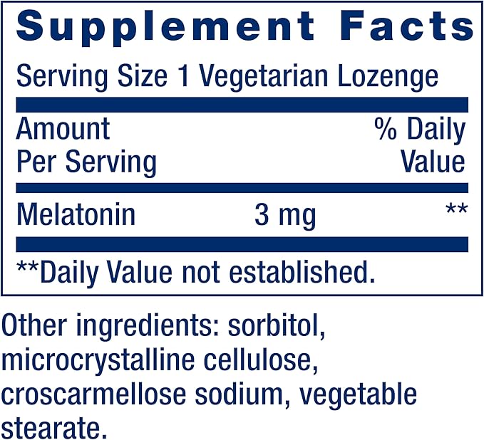 Life Extension Melatonin, 3 mg, Optimal Sleep Support, Healthy circadian Rhythms, Cellular Defense, Gluten-Free, Non-GMO, Vegetarian, 60 chewable lozenges