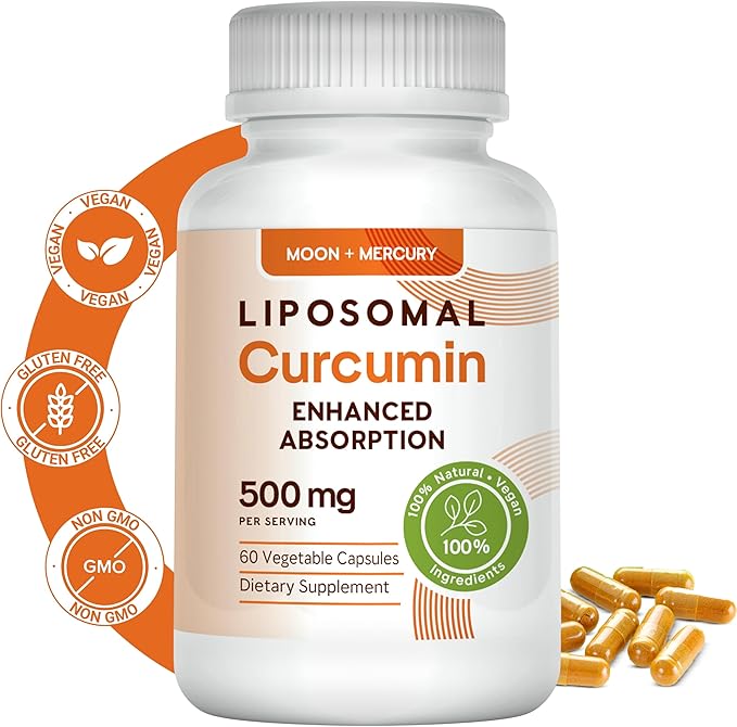 Liposomal Turmeric Curcumin 500mg - 60 Turmeric Curcumin Supplements Capsules