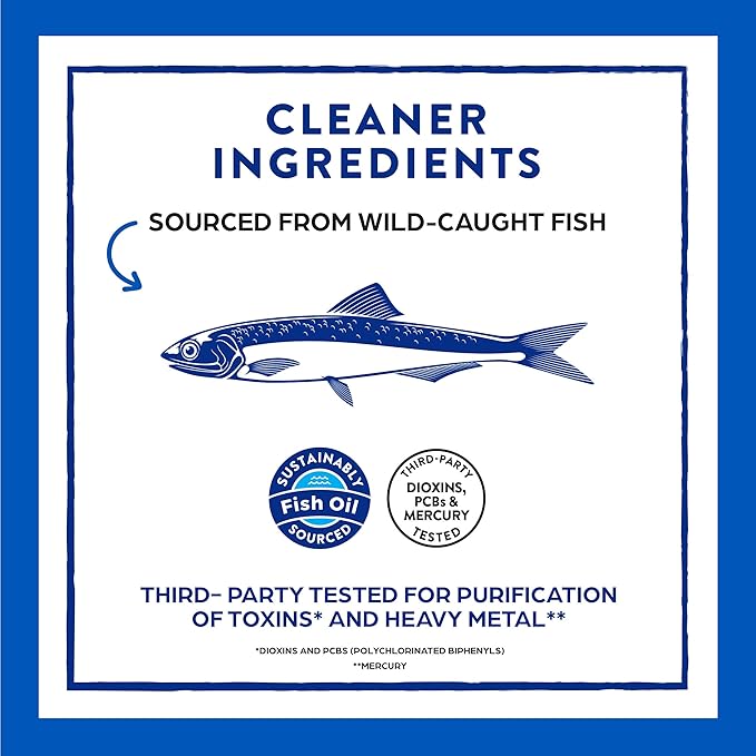 Orgain Fish Oil Omega 3 Supplement 1240mg, EPA & DHA 1130mg, Supports Joint, Eye, Brain & Heart Health, No Mercury or Toxins, Sustainably Sourced from Wild-Caught Fish - 90 Softgels, 45 Day Supply