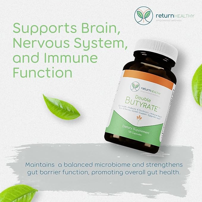 Double Butyrate Gut Health Supplement|Probiotic & Postbiotic Digestive Supplements for Gut Support|Enhances Immune, Brain, & Nervous System Function|Odor-Free Formula | 120 caps, 3 Pack