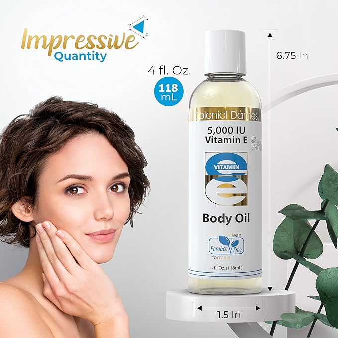 Colonial Dames 5,000 IU Vitamin E Oil Blend Skin Therapy Oil for Whole Body Vitamin E Body Oil for Hydrated Healthy Skin