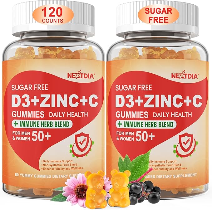 Bundle: Vitamin C + D3 + Zinc Gummies for Adults 50 + & Vitamin K2 Gummies