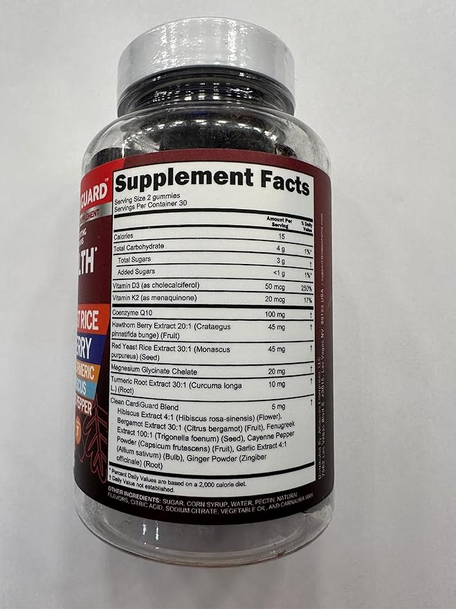 Clean Nutraceuticals Coq10 Gummies | Red Yeast Rice Hawthorn Berry Ginger Turmeric Citrus Bergamot Hibiscus Vitamin K2+D3 Magnesium Glycinate Cayenne Pepper Fenugreek Orange Flavor CardiGuard