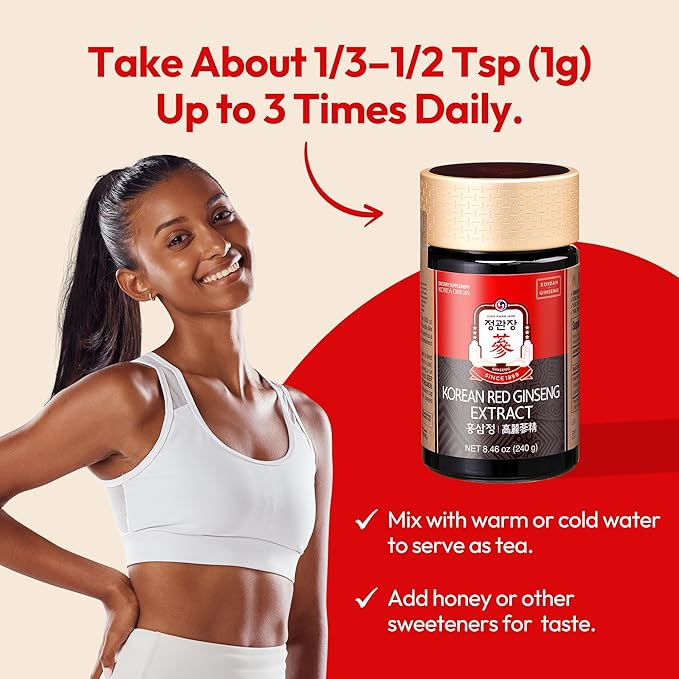 Renewed Korean Red Ginseng Extract Paste (HongSam Jung) - Panax Ginseng Adaptogen Supplements - Energy Boost & Immune Support, Caffeine Free & Gluten Free (240g, 8.47 oz)