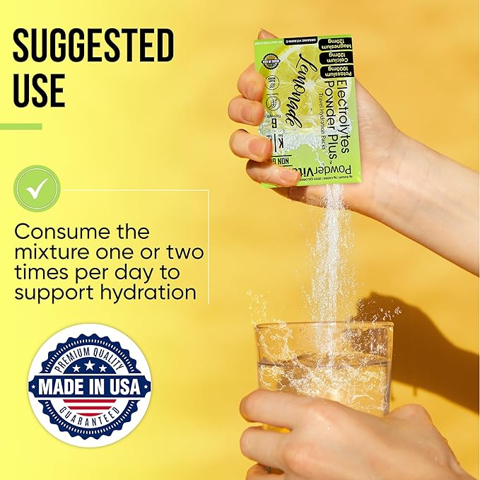 Electrolytes Powder Plus, Keto, Lemonade, Sugar Free, Pink Himalayan Salt, 1000mg Potassium, 120mg Calcium, 120mg Magnesium, Non-GMO, Zero Calories, (16 Hydration Packets)