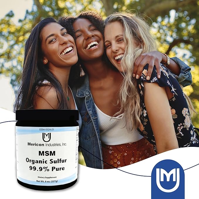 Mericon Industries MSM Organic Sulfur Powder | MSM Supplement for Inflammation, Hair Growth, Healthy Skin, & Increased Energy | Non-GMO, Vegan, Gluten Free, Soy Free (8oz)