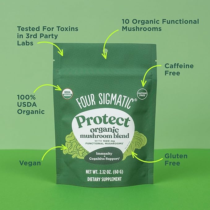 Mushroom Blend Defend Mix by Four Sigmatic | Organic Mushroom Powder Complex with Lion’s Mane, Cordyceps, Chaga, Reishi and More | Natural Immune Support Supplement | Vegan, Gluten-Free | 30 Servings